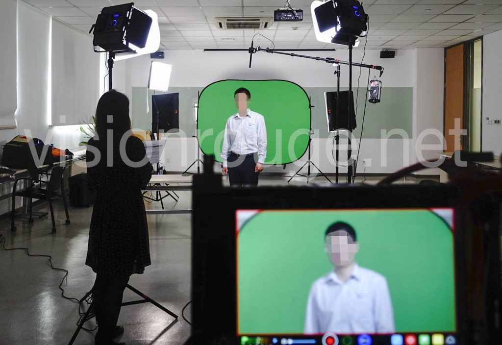 Green-screen-backdrop-TelePrompter-operator-corporate-video-Shanghai