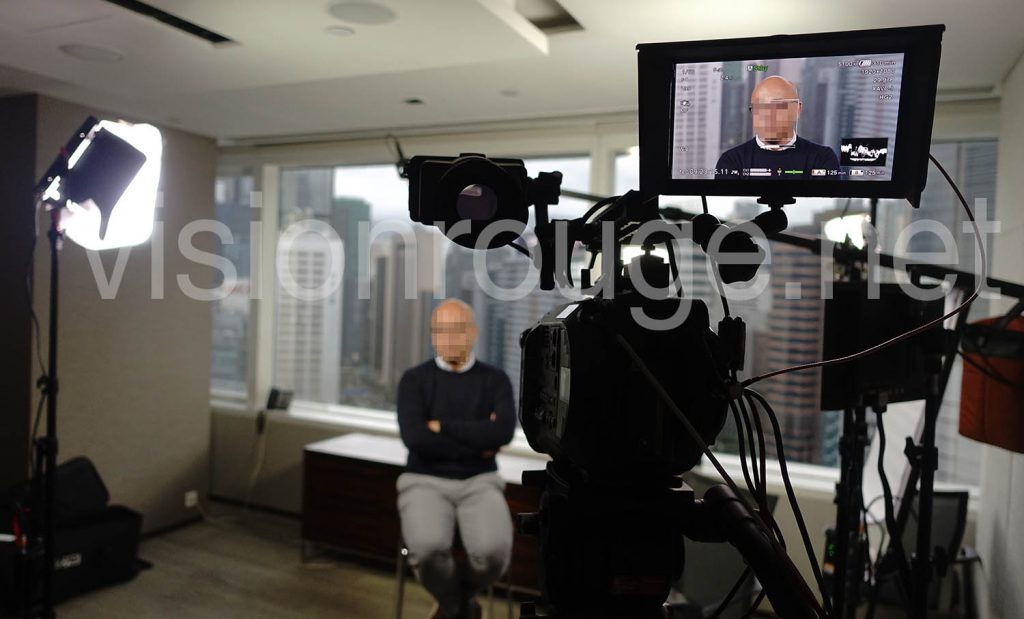 hire three-person film crew for interview. prompter in hong kong and china